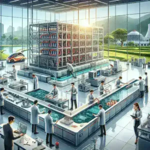 "Ilustrasi teknologi baterai solid-state buatan lokal Indonesia yang menunjukkan inovasi dan pengembangan industri baterai di Tanah Air."